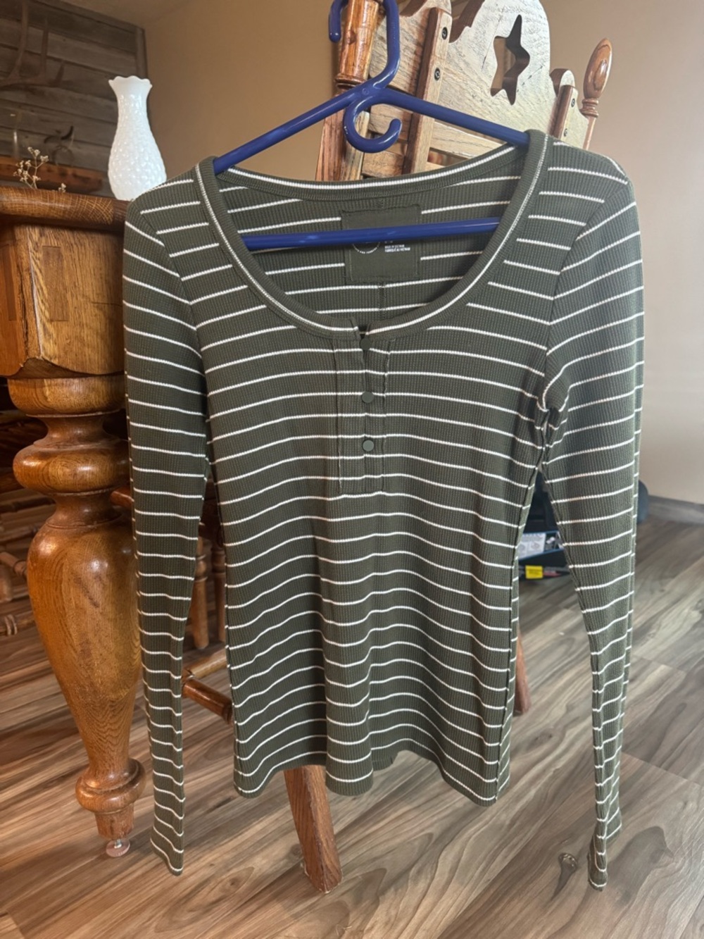 Aerie Olive Green Long-Sleeve Henley Top